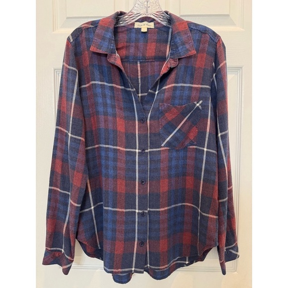 Anthropologie Cloth & Stone Aurora Plaid Button Down Shirt Size Large - Picture 4 of 10